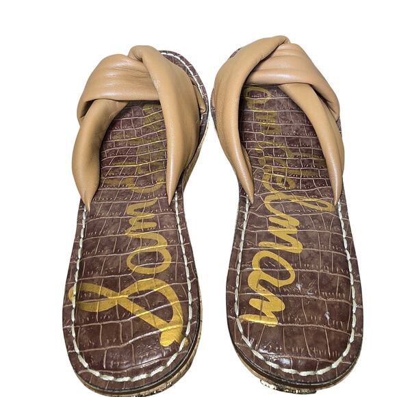 Sam Edelman Ramsey Sandals Womens US 8.5 Platform Brown Leather Cork Wedge High - Picture 5 of 8